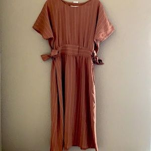 Sweetsalt Boutique Women’s Copper Stripe Dolman Sleeve Side Waist Tie, Size 12